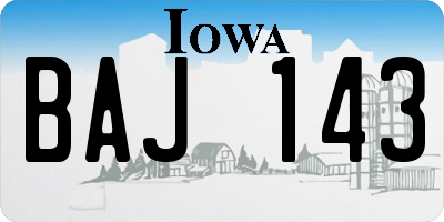 IA license plate BAJ143
