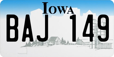 IA license plate BAJ149
