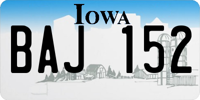 IA license plate BAJ152