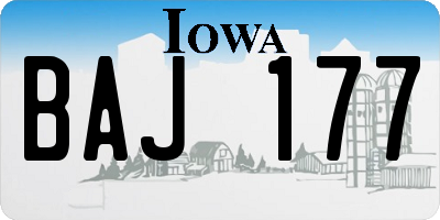 IA license plate BAJ177