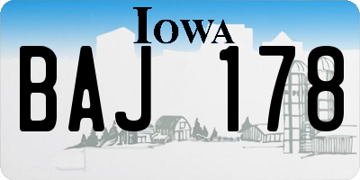 IA license plate BAJ178