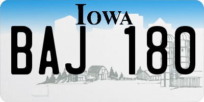 IA license plate BAJ180