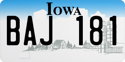 IA license plate BAJ181