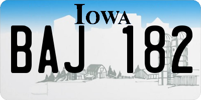 IA license plate BAJ182