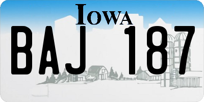 IA license plate BAJ187