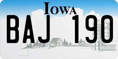IA license plate BAJ190