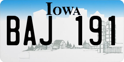 IA license plate BAJ191