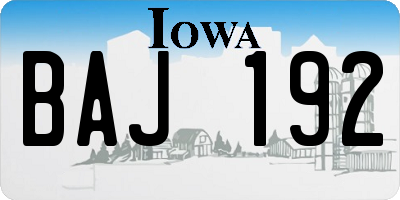 IA license plate BAJ192