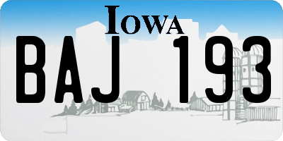 IA license plate BAJ193