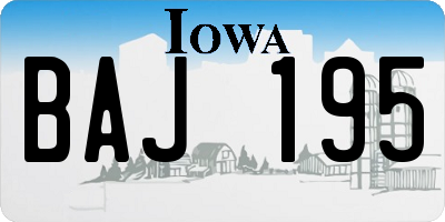 IA license plate BAJ195