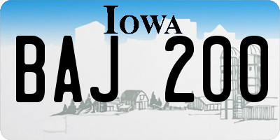IA license plate BAJ200