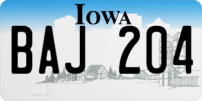 IA license plate BAJ204
