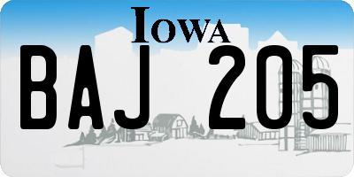 IA license plate BAJ205