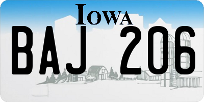 IA license plate BAJ206
