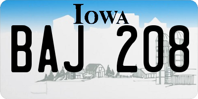 IA license plate BAJ208