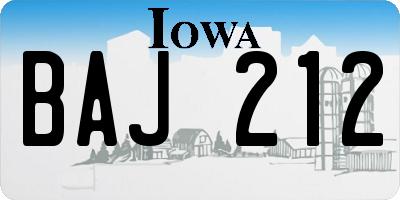 IA license plate BAJ212
