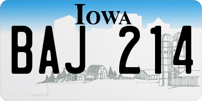IA license plate BAJ214