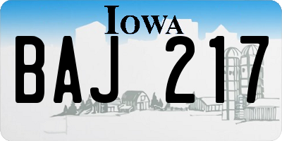 IA license plate BAJ217