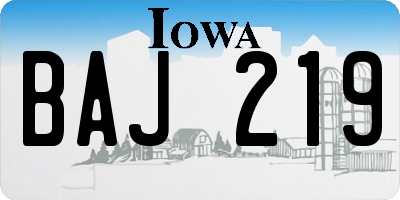 IA license plate BAJ219