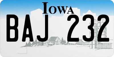 IA license plate BAJ232