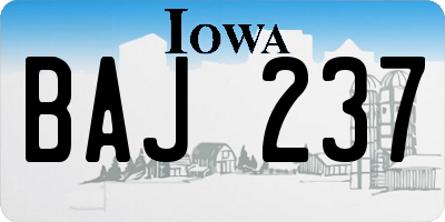 IA license plate BAJ237