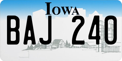 IA license plate BAJ240