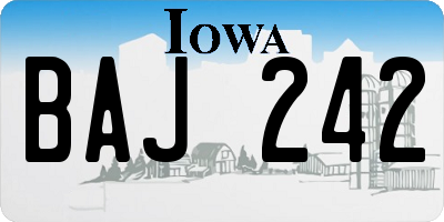 IA license plate BAJ242