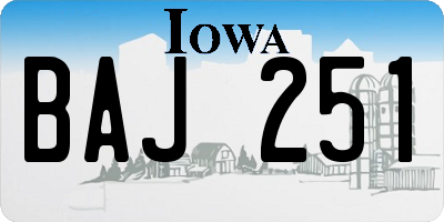 IA license plate BAJ251