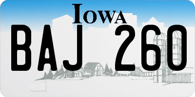 IA license plate BAJ260