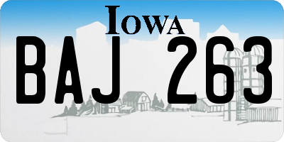 IA license plate BAJ263