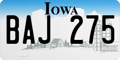 IA license plate BAJ275
