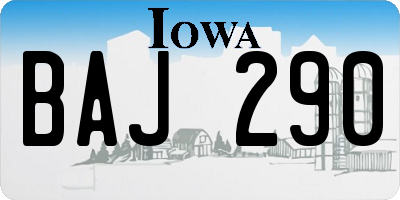 IA license plate BAJ290