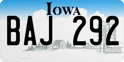 IA license plate BAJ292