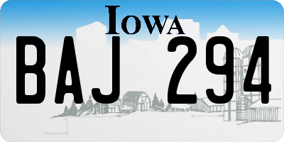 IA license plate BAJ294