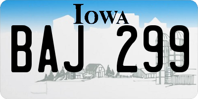 IA license plate BAJ299