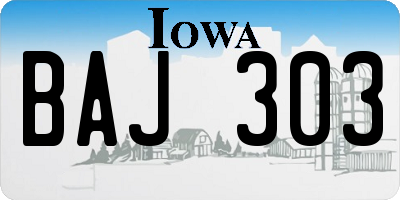 IA license plate BAJ303