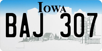 IA license plate BAJ307