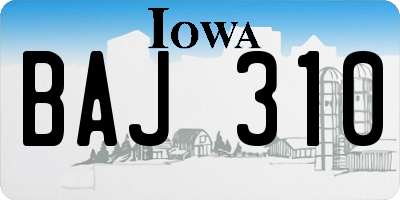 IA license plate BAJ310