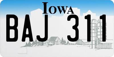 IA license plate BAJ311
