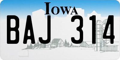 IA license plate BAJ314