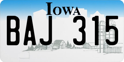 IA license plate BAJ315