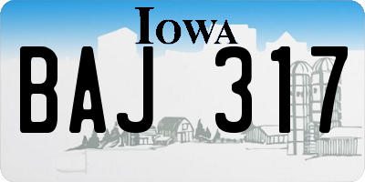 IA license plate BAJ317