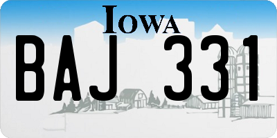 IA license plate BAJ331
