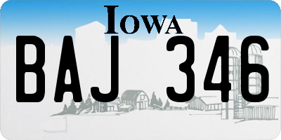 IA license plate BAJ346