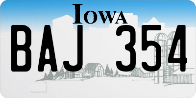 IA license plate BAJ354