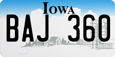 IA license plate BAJ360