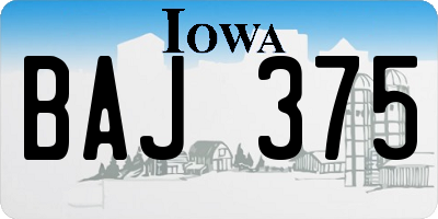 IA license plate BAJ375