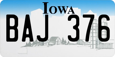 IA license plate BAJ376