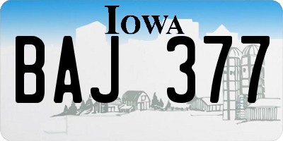 IA license plate BAJ377