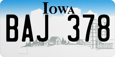 IA license plate BAJ378